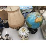 THREE LAMPS TO INCLUDE A GLOBE IN WORKING ORDER