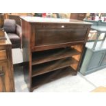 A VICTORIAN MAHOGANY FALL FRONT DESK WITH THREE LOWER SHELVES