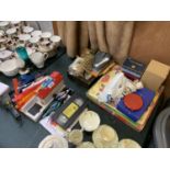 A MIXED GROUP OF VARIOUS VINTAGE GAMES, CARD GAMES TOGETHER WITH TOY CARS ETC