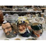 THREE ROYAL DOULTON LARGE CHARACTER JUGS, MERLIN ETC