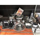 A LARGE LOT OF STAINLESS STEEL COOKING PANS ETC