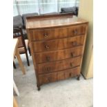 A MAHOGANY CHEST OF FIVE DRAWERS