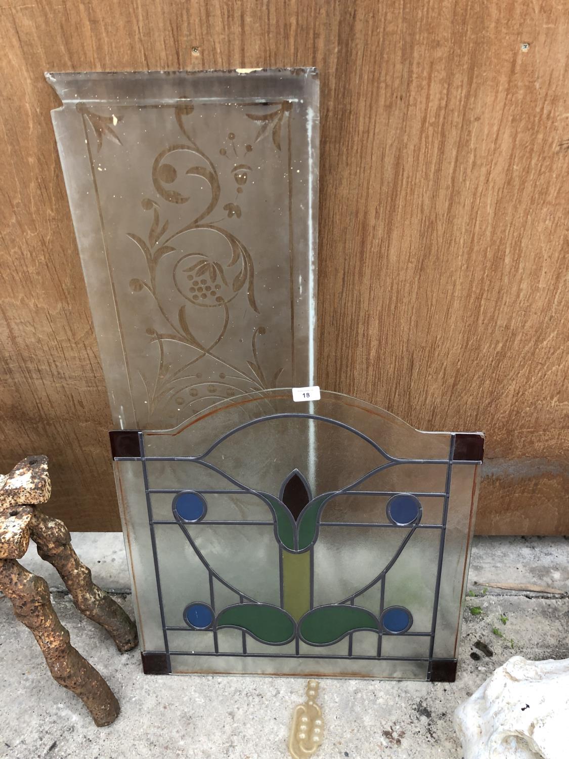 A LEADED GLASS PANEL AND FURTHER ETCHED EXAMPLE (2)