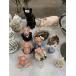 A COLLECTION OF CERAMIC PIG FIGURES ETC