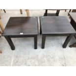 A PAIR OF MAHOGANY SQUARE SIDE TABLES