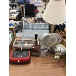 A DESK FAN, LAMPS, HOOVER ETC IN WORKING ORDER