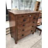 A MAHOGANY CHEST OF DRAWERS WITH THREE SMALL, TWO SHORT AND THREE LONG DRAWERS