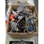 A BOX OF ASSORTED COSTUME JEWELLERY