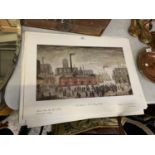 A COLLECTION LOWRY UNSIGNED OF 25 AN ISLAND PRINTS, 5 LONELY HOUSE PRINTS AND 3 AN ACCIDENT
