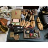 A MIXED GROUP OF ITEMS - SWISS ARMY KNIVES, TREEN ITEMS ETC