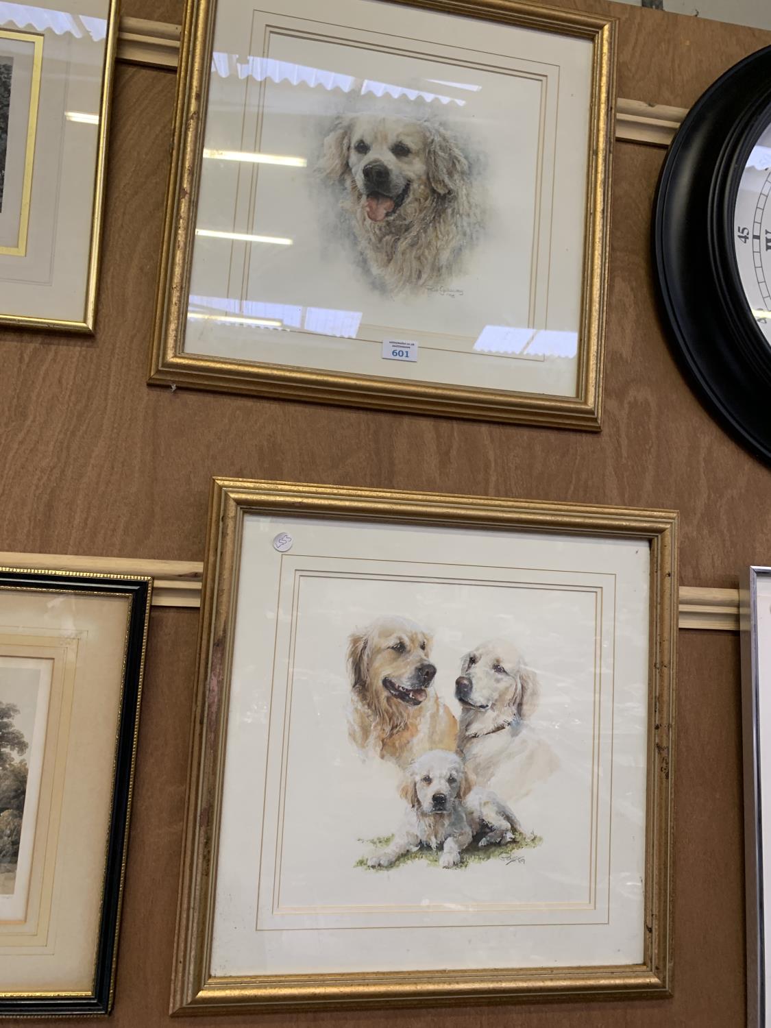 TWO FRAMED 'DOG' PRINTS