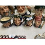 FOUR ROYAL DOULTON MINIATURE CHARACTER JUGS, BACCHUS ETC