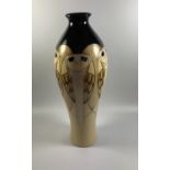 A MOORCROFT POTTERY 'TENGU' PATTERN OWL VASE, HEIGHT 31CM