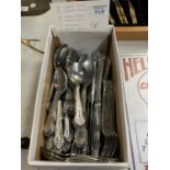 A BOX OF EPNS KINGS PATTERN FLATWARE