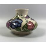 A MOORCROFT POTTERY 'SWEETNESS' PATTERN VASE, HEIGHT 8CM