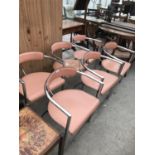 SIX RETRO CHROME FRAMED DINING CHAIRS