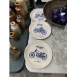 THREE MOTORCYCLE COLLECTORS PLATES TO INCLUDE VINCENT, TRIUMPH AND MANX