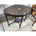 AN INLAID MAHOGANY SIDE TABLE WITH LOWER SHELF