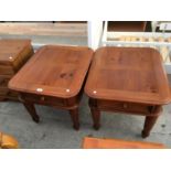 A PAIR OF PINE SIDE TABLES WITH SINGLE DRAWER