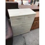 A BEECH CHEST OF TWO SHORT AND FOUR LONG DRAWERS