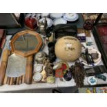 A MIXED GROUP OF ITEMS - 5KG MEDICINE BALL, MIRRORS ETC