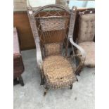 AN UNUSUAL WICKER ARMCHAIR