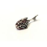 A MINIATURE SILVER FISH PIN CUSHION