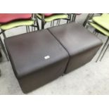 TWO BROWN LEATHERETTE FOOTSTOOLS