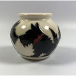 A MOORCROFT POTTERY 'CANINE' DOG PATTERN VASE, HEIGHT 5CM