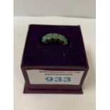 A BOXED LADIES RING WITH 5 'JADE' STONES