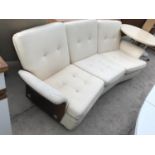 A G PLAN TULIP CURVED THREE SEATER SOFA WITH CREAM UPHOLSTERY