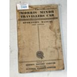 A VINTAGE 'THE MORRIS MINOR TRAVELLERS CAR' OPERATION MANUAL