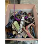 A BOX CONTAINING VARIOUS WRIST WATCHES