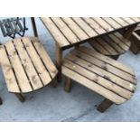 THREE WOODEN GARDEN TABLES