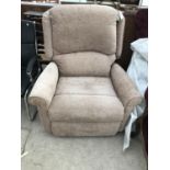 A RELAXOR ULTRA BEIGE UPHOLSTERED ELECTRIC RECLINING CHAIR