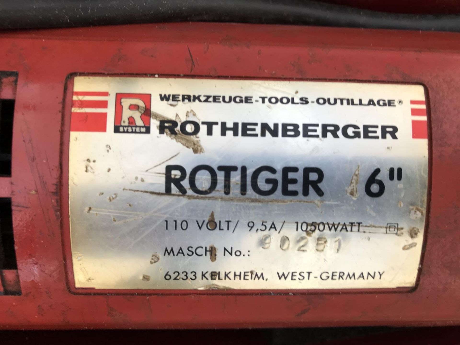 A ROTHENBERGER ROTIGER 110 VOLT 6" PIPE SAW - WITH CASE AND INSTRUCTION MANUAL - SOLD IN WORKING - Image 3 of 3