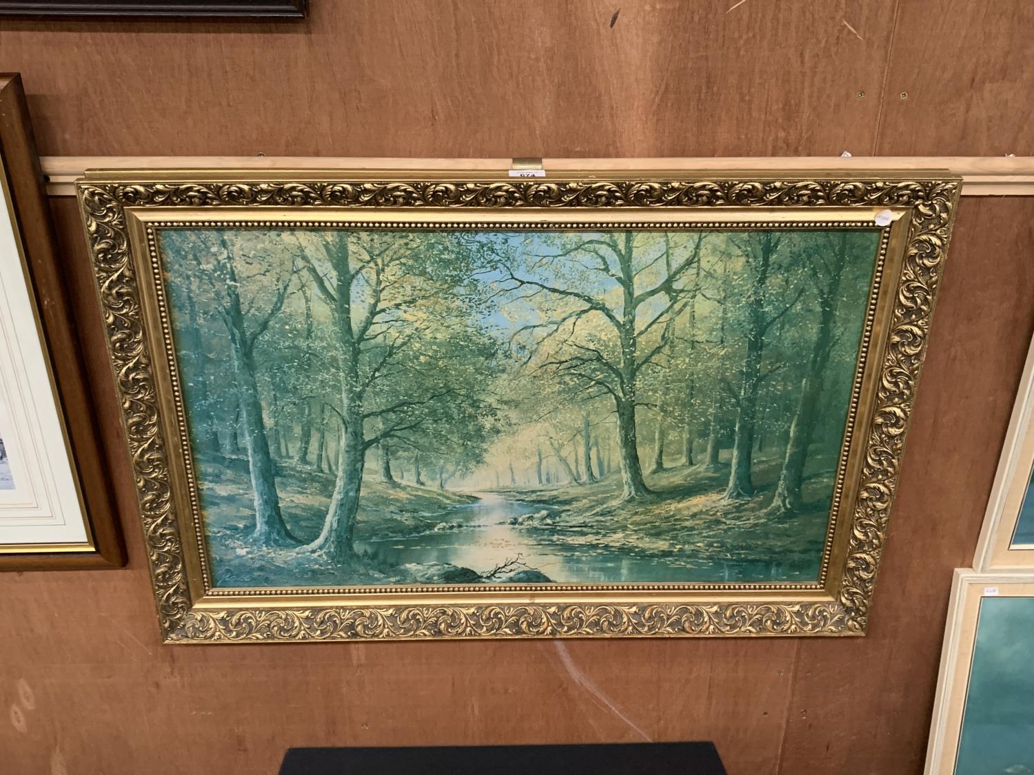 A GILT FRAMED PRINT, SIGNED IN THE BOTTOM LEFT HAND CORNER