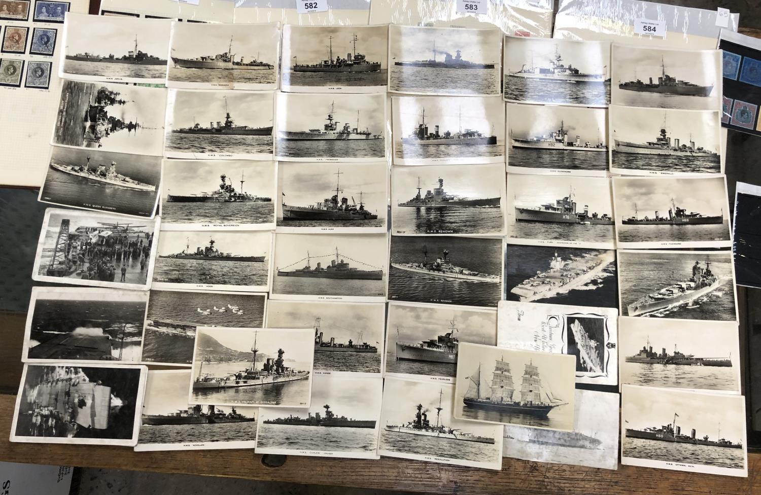 POSTCARDS , A GROUP OF 39 , REAL PHOTOGRAPH , UNUSED EXAMPLES , RELATING TO ?H.M.S.? WARSHIPS .