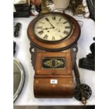 AN INLAID MAHOGANY CHIMING WALL CLOCK