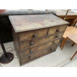 A MAHOGANY CHEST OF TWO SHORT AND THREE LONG DRAWERS