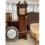 A HALLIWELL OF WARRINGTON MAHOGANY EIGHT DAY LONGCASE CLOCK WITH SECOND AND DATE DIALS