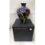 A MOORCROFT POTTERY 'ANEMONE TRIBUTE' PATTERN VASE, BOXED