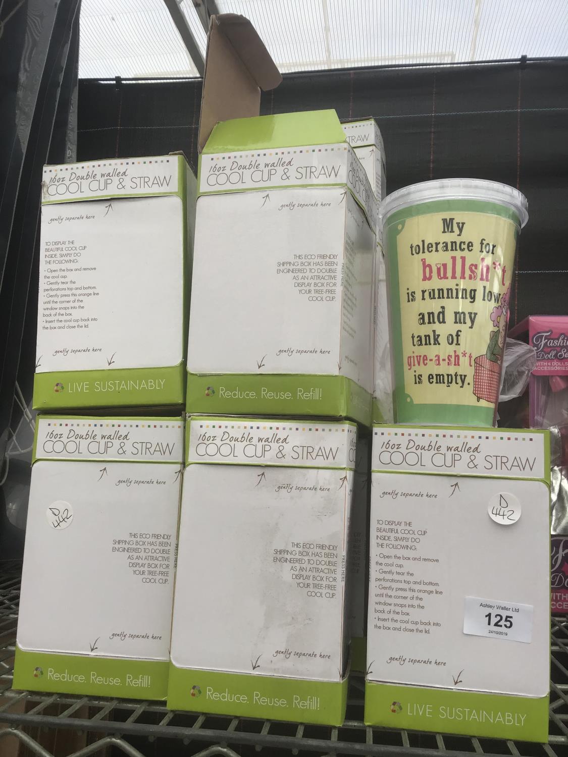 TWENTY NEW BOXED DOUBLE WALLED COOL CUPS WITH STRAW