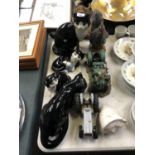 MIXED CERAMICS - STAFFORDSHIRE CATS, TRACTOR ETC