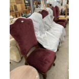 SIX MAHOGANY AND BURGUNDY UPHOLSTERED DINING CHAIRS THESE CHAIRS WERE BESPOKE MADE FROM LONDON AND