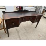 A VICTORIAN MAHOGANY SIDEBOARD WITH THREE DRAWERS