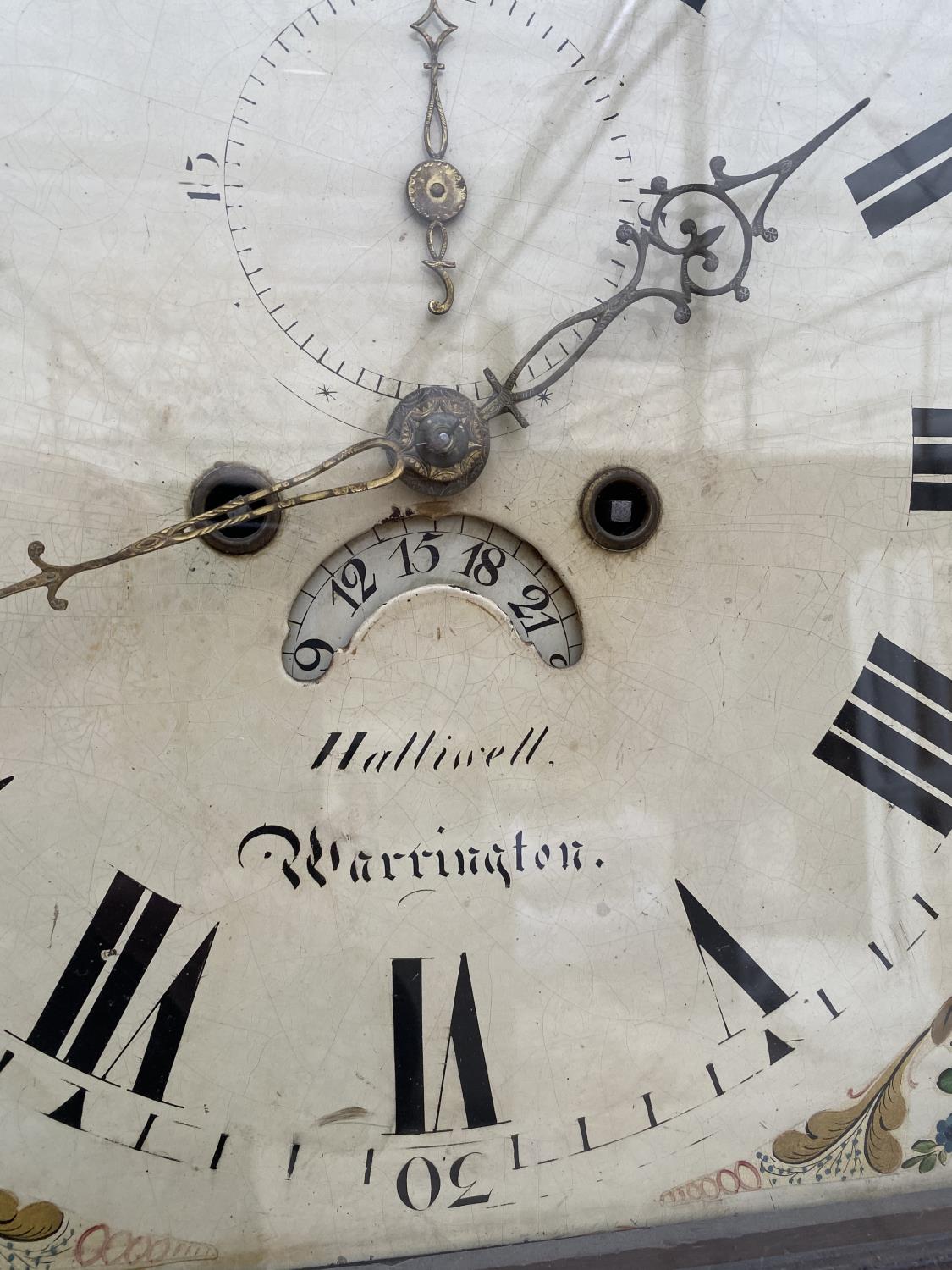 A HALLIWELL OF WARRINGTON MAHOGANY EIGHT DAY LONGCASE CLOCK WITH SECOND AND DATE DIALS - Image 3 of 5