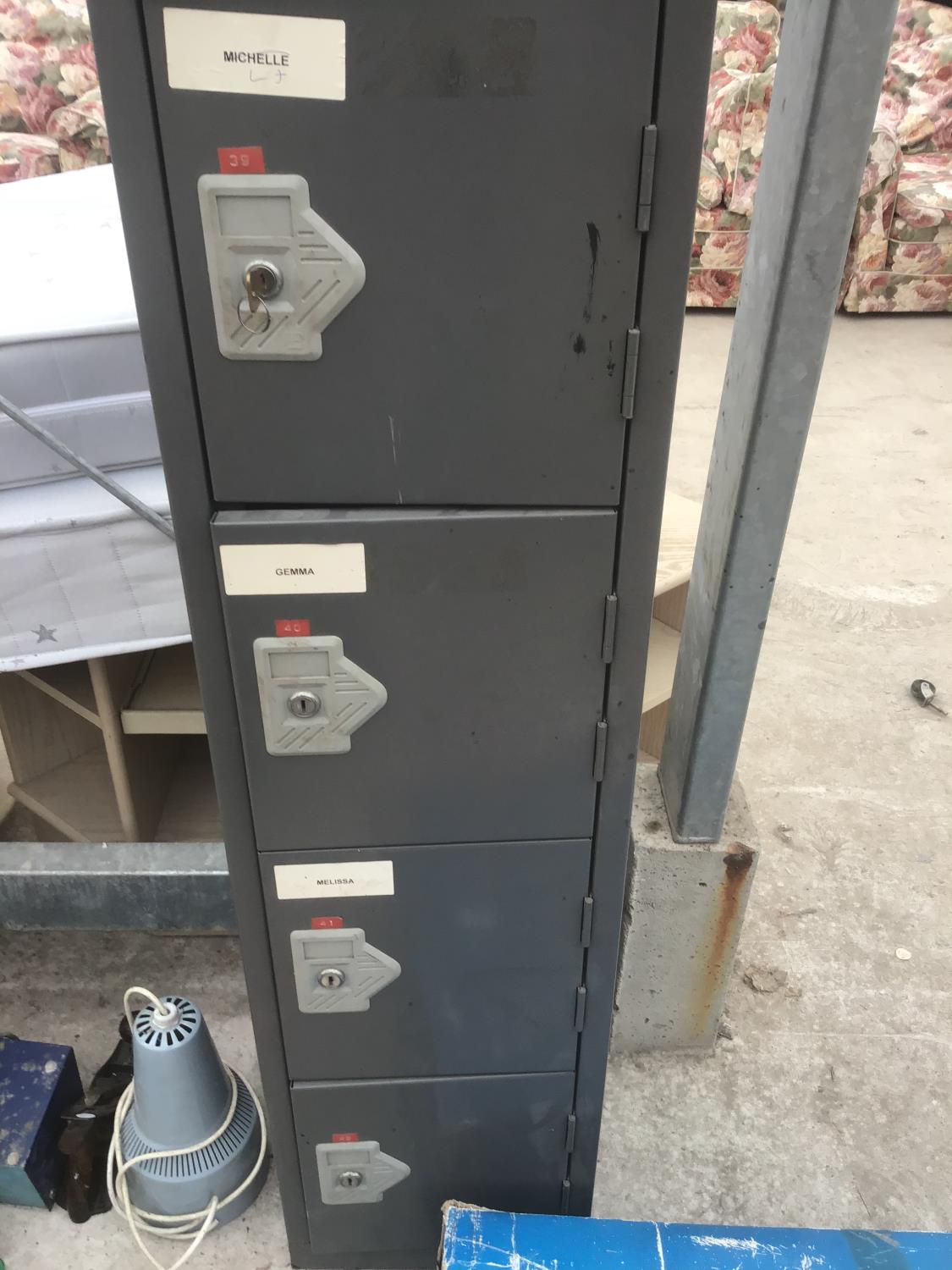 A SIX LOCKER METAL CABINET (TWO LOCKERS WITH KEYS) - Image 2 of 3