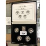 A 1984-1987 UNITED KINGDOM £1 SILVER PROOF COIN SET