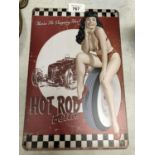 A VINTAGE STYLE 'HOT ROD' METAL SIGN